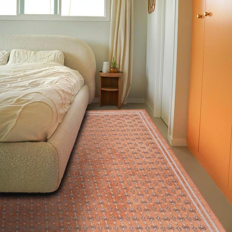 Via Slim Washable Rug, Peach, 6'7" x 9'2"
