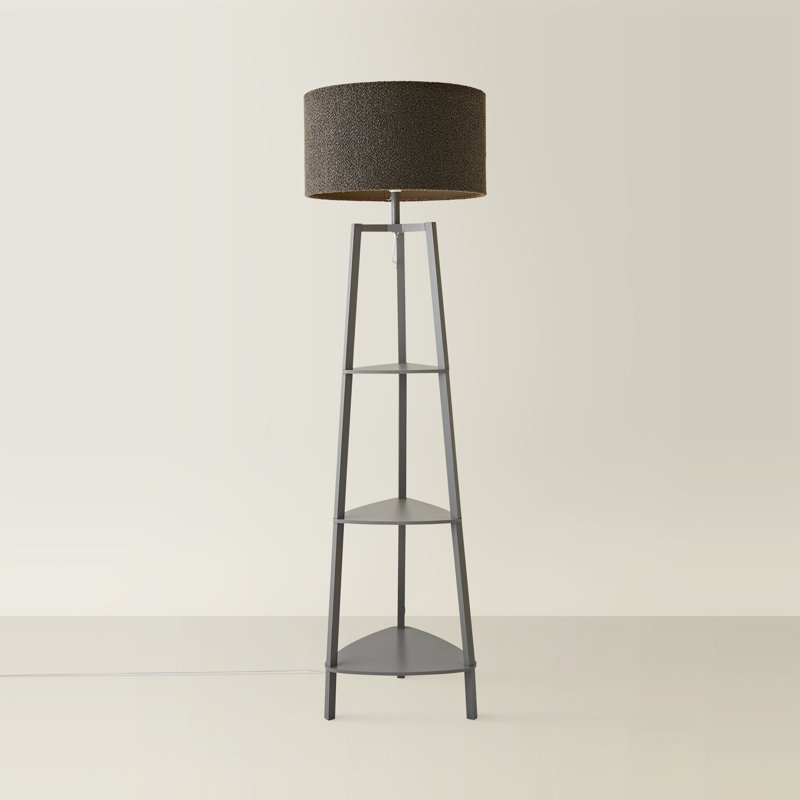 Amandip 137.5cm Tray Table Floor Lamp Set, No, Charcoal, Grey