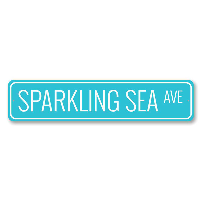 Plaque en aluminium Sparkling Sea Avenue, H 6 po x l 24 po x P 0,063 po