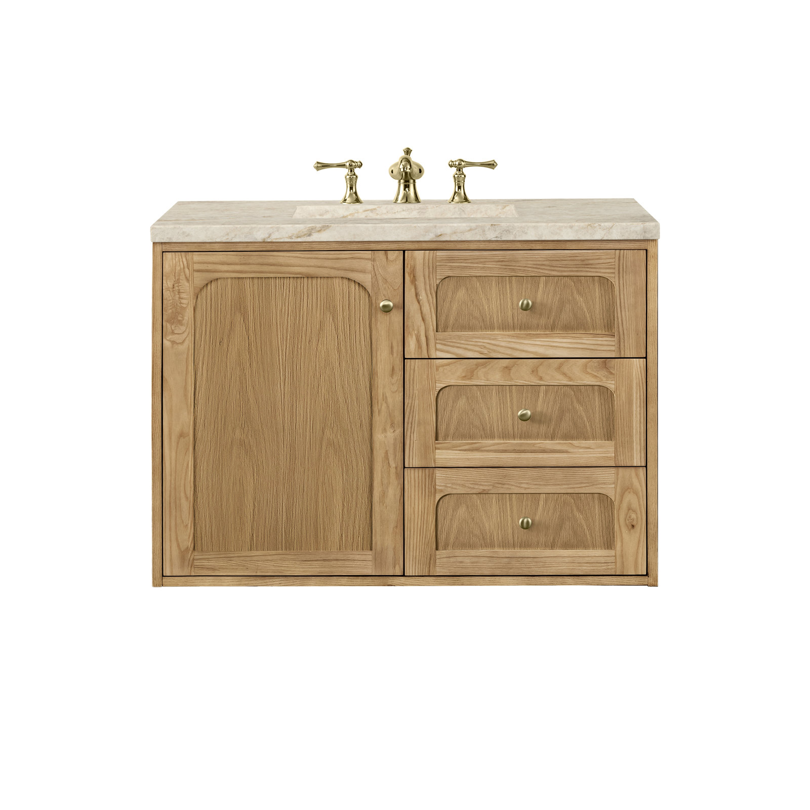 Laurent 36" Single Bathroom Vanity, Light Natural Oak, Tajnar Eclos, 8" Widespread