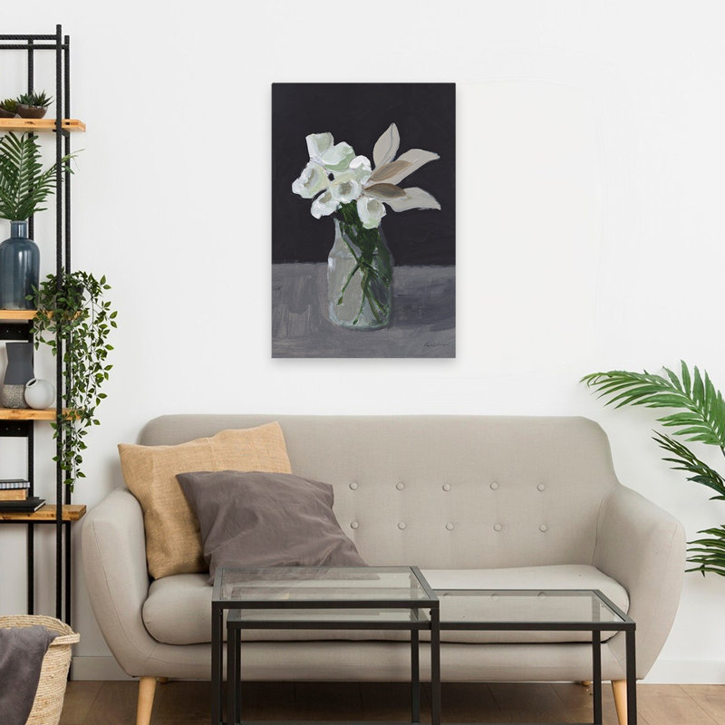 Fleurs blanches - Bouquet floral brun campagnard, H 24 po x l 16 po