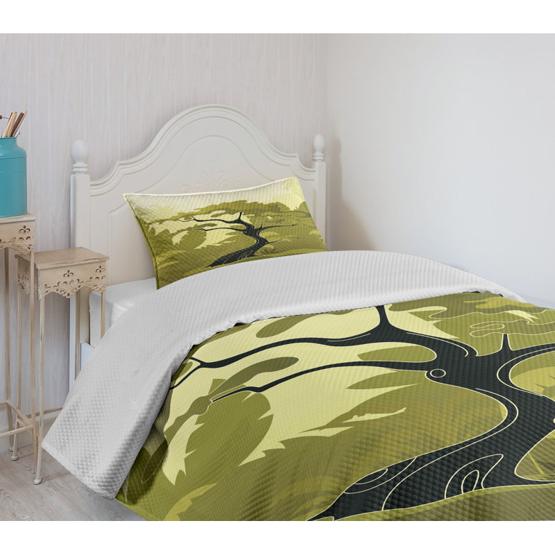 Twin White Quilted Bedspread Set with Pillow Sham