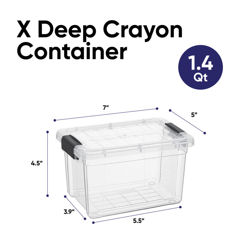  X Mini Storage Container Plastic Crayon Box Stackable Clear Arts and Sewing Organizer, 1.4 Quart, 4 Pack, 1.4 Qt.