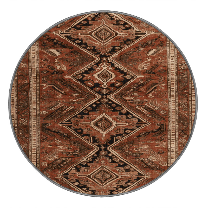 Tapis brun lavable à la machine, Rond 3 pi