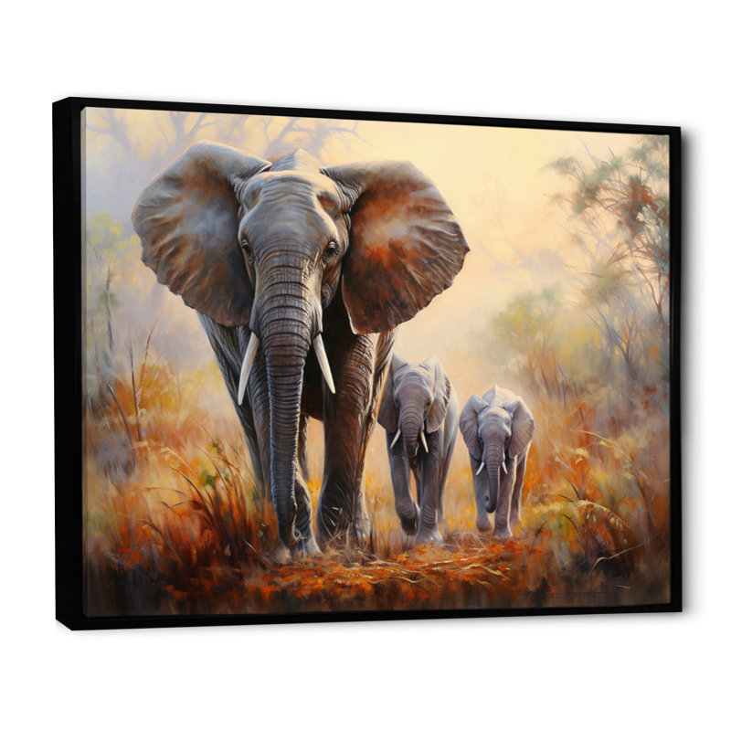 Éléphant, reproduction d'art sur toile, éléphant, Cadre flottant noir, H 24 po x l 32 po x P 1 po