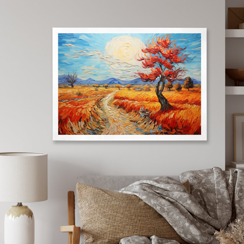 Vangogh Autumn Path III, encadré sur toile par Vincent Van Gogh, peinture, H 12 po x l 20 po x P 1 po, Cadre simple blanc