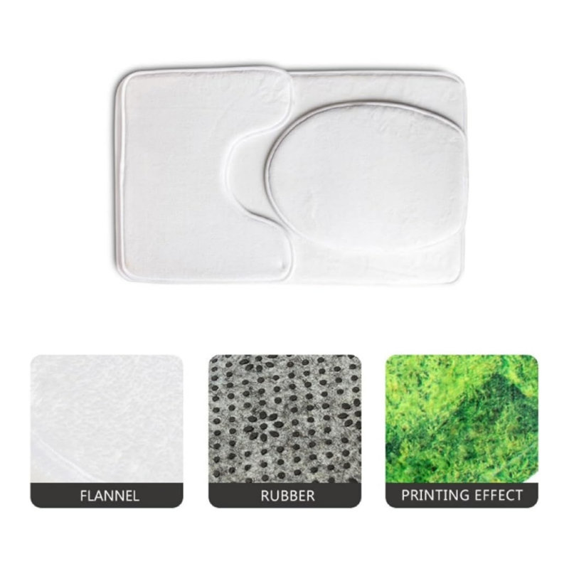 Ensemble de 3 tapis de salle de bain Marble Texture, Blanc / Gris, Abstract