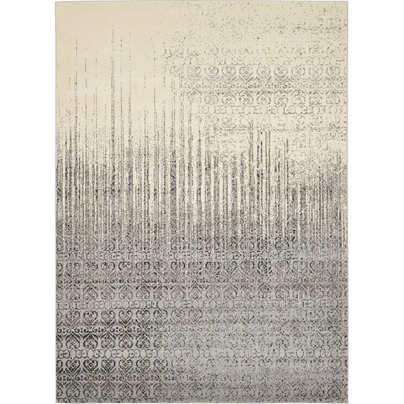 Tapis gris pierre à motif géométrique Desdemona, Rectangle 7 pi x 10 pi