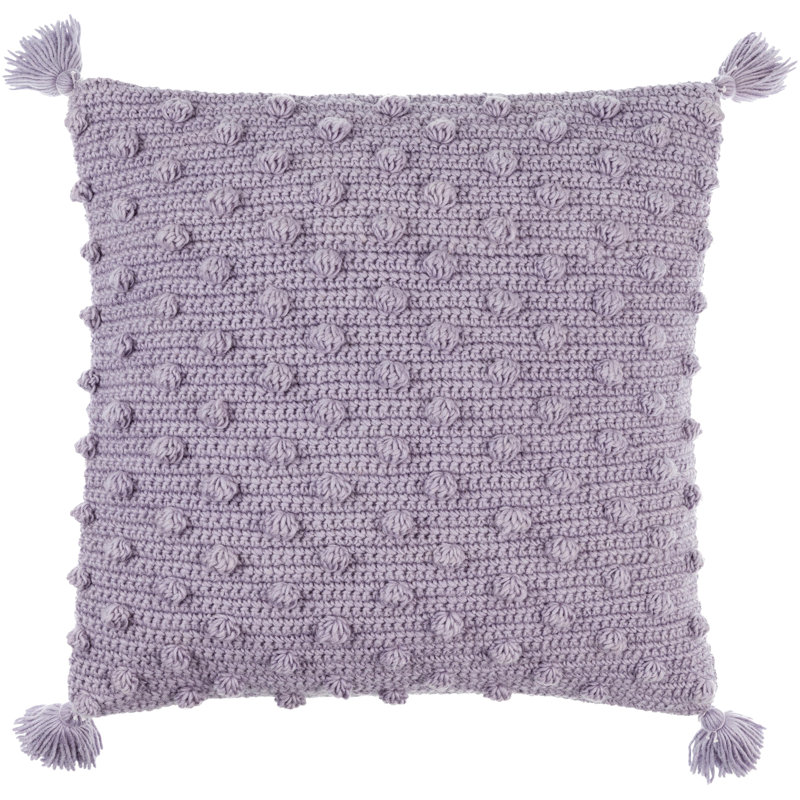 Makrome Dots Wool Blend Reversible Pillow Cover, 22"H x 22"W, Purple