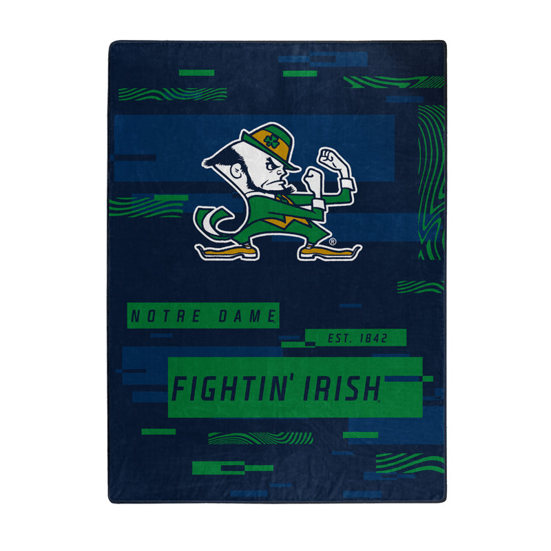 Throw Blanket, The Fighting Irish, Navy Blue/Green