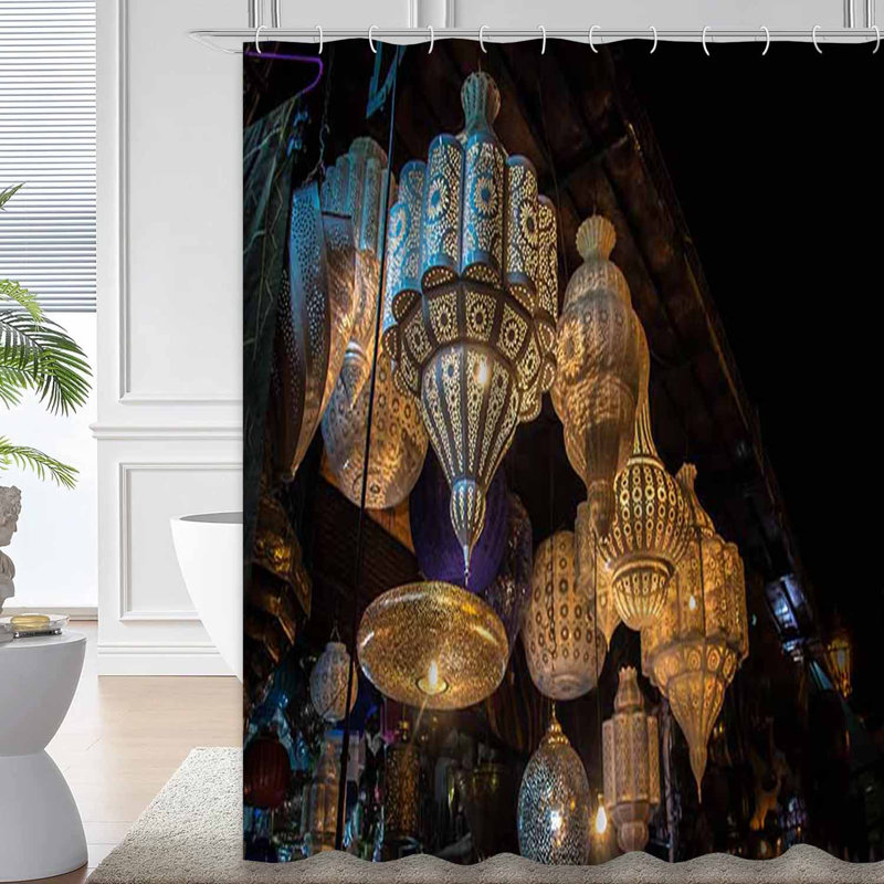 Rideau de douche marocain marocain avec 12 crochets, L 72 po x l 72 po
