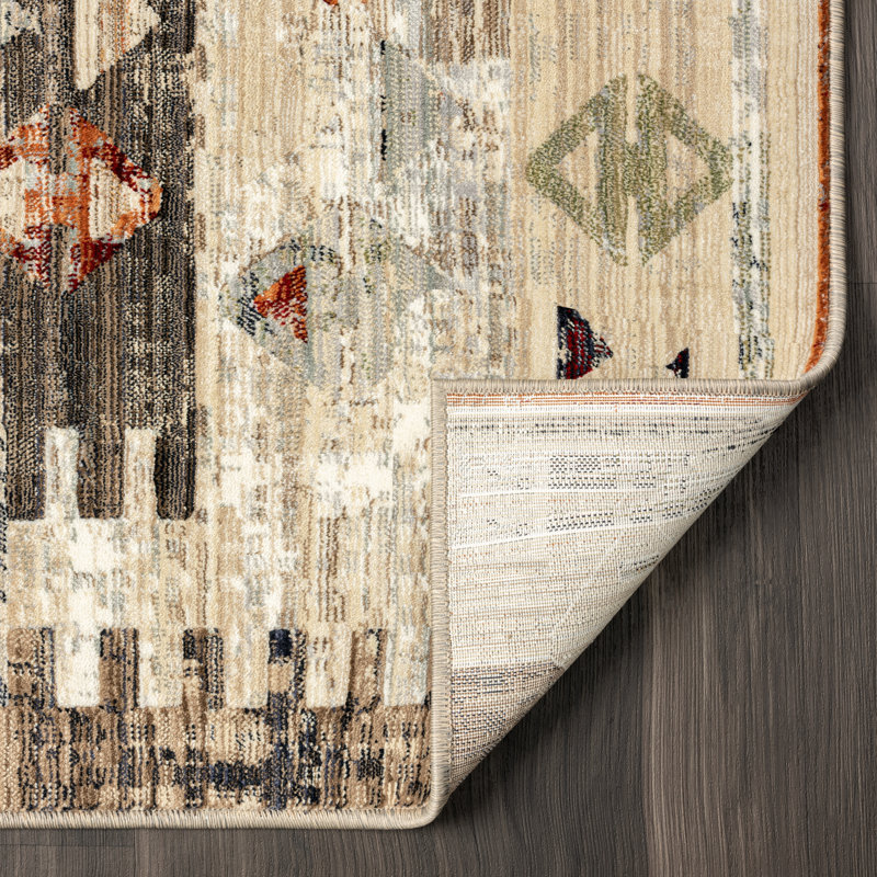 Phoeba Southwestern Area Rug in Beige, Rectangle 5'2" x 7'8"