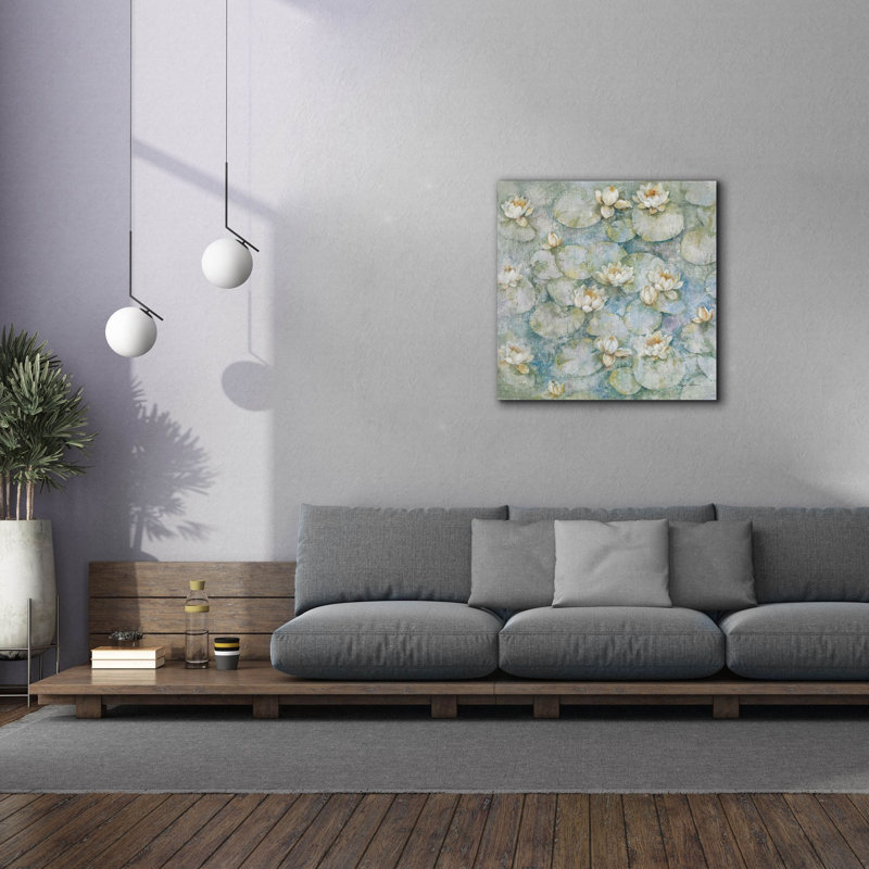 «Water Lilies» par Cheri Blum, art mural sur toile, H 37 po x l 37 po x P 1,5 po