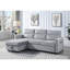 Canapé-lit modulaire réversible en velours gris avec poche latérale et rangement. Sièges rembourrés de mousse, ressorts. 81,5 po x 60 po x 33,5 po, support à ressorts de 179 lb. 81,5 po x 60 po, 33,5 po