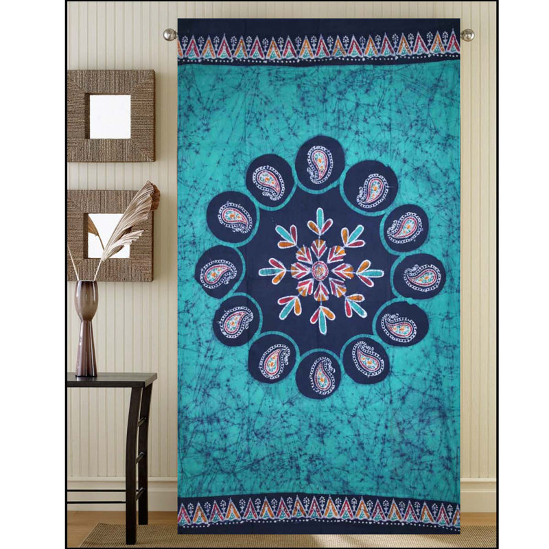 Oquendo 100% Cotton Semi Sheer Curtain, Teal