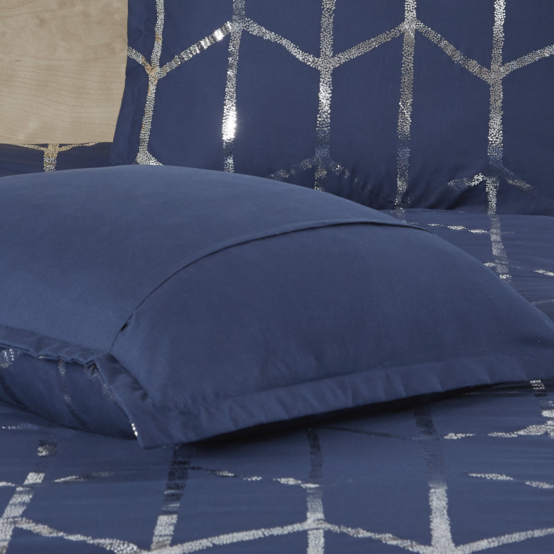 Aqua and Silver King Microfiber Comforter Set with Decorative Pillows