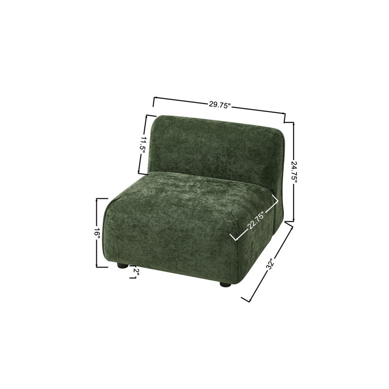 Chaise d'appoint confortable en polyester vert, design moderne pour la chambre à coucher et le salon