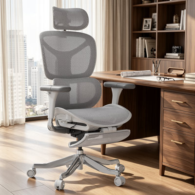 One-Touch Control Ergonomic Mesh Task Chair with 3-Level Recline Lock, High-end Office chair,Computer Chair with Adjustable Backrest & Lumbar Support & 6D Armrests & 3D Headrest