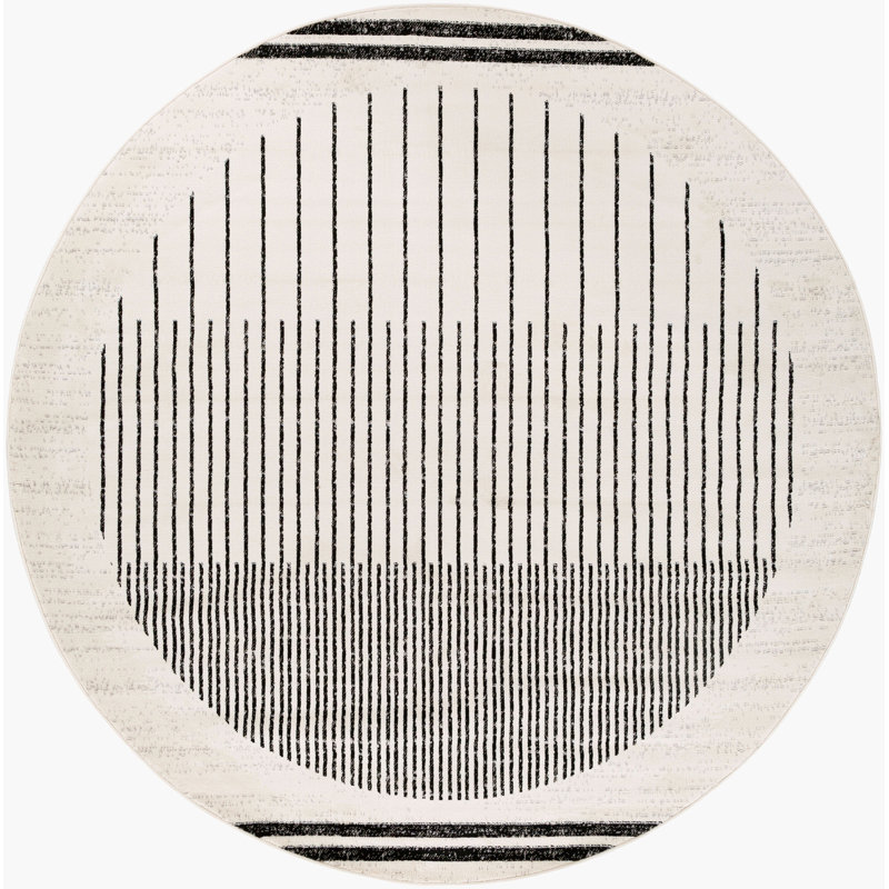 Corum Black/Off-White Rug, Round 160cm