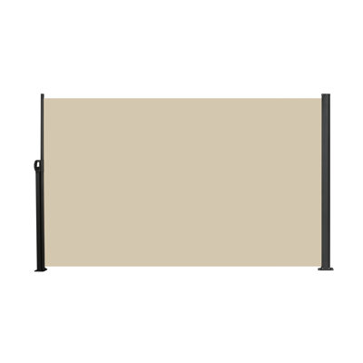 Retractable Side Awning, 118" X 71" Beige, And Water , Privacy Screen For Patio, Garden, Balcony, Construction Balcony Privacy, Cover