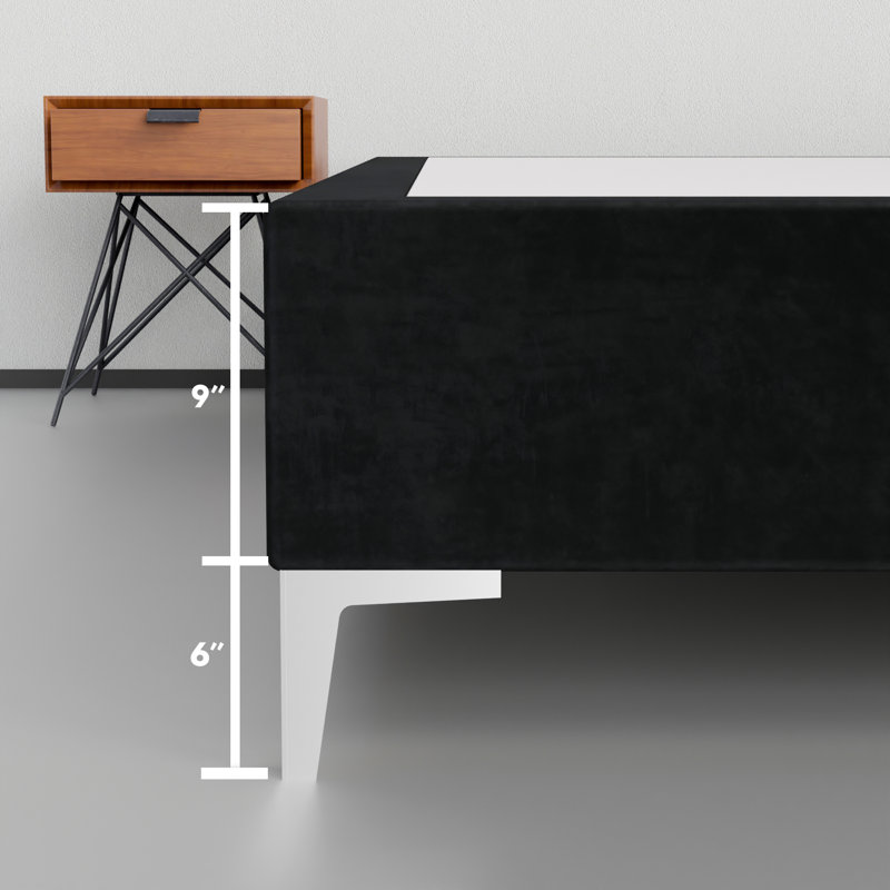 Marcijona 15" Premium Velvet Material Wood Box Spring/Bed Frame, Durable, Stylish, Multi Color, Twin XL, Black