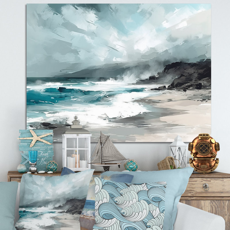 «Ocean's Embrace III» - Imprimé, H 12 po x l 20 po x P 1 po, Toile tendue