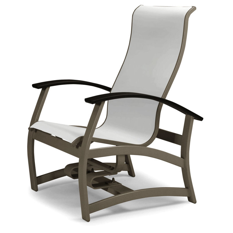 Askar Powder Coated Aluminum Outdoor Lounge Chair, White 6D Sunbrella®, Black P70, Textured Beachwood