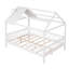 Full Size Wood House Bed With Fence, White