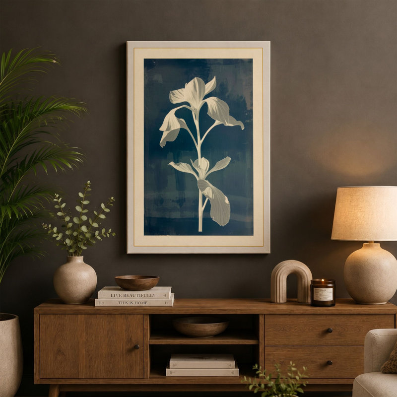 Iris Study Botanical - Wrapped Canvas, 36x24 - 91.4 x 61.0 cm, Ochre Border