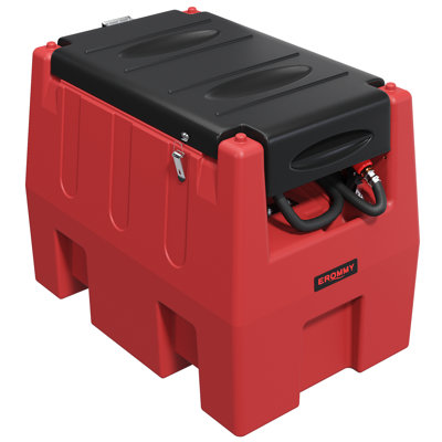 58 Gallon Capacity Transfer Tank, Red and Black HDPE Tank with Self-Priming Pump, 40L/min Flow Rate, 6m Lift, and Complete Accessory Set, Ideal for Fuel Storage and Transfer