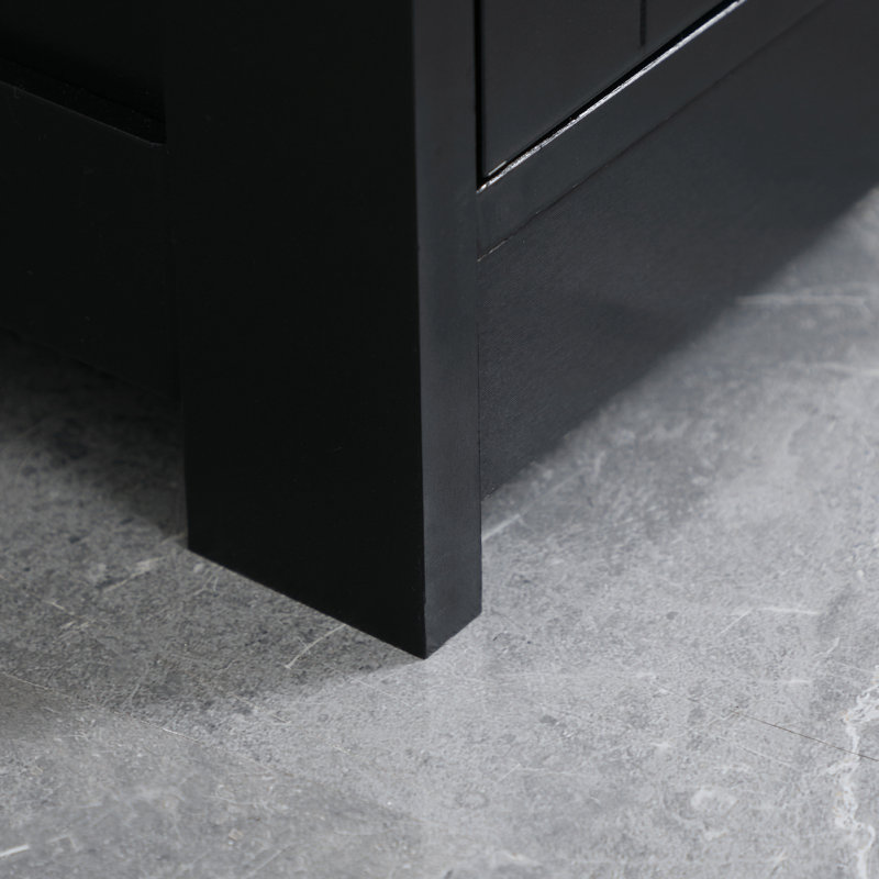 Armoire de salle de bain encastrée en MDF noir compact pour rangement organisé