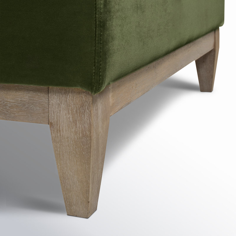 Pera Velvet Ottoman, Olive Green Velvet