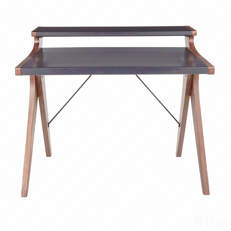 Contemporary Desk, Walnut Wood with Gray Wood Top