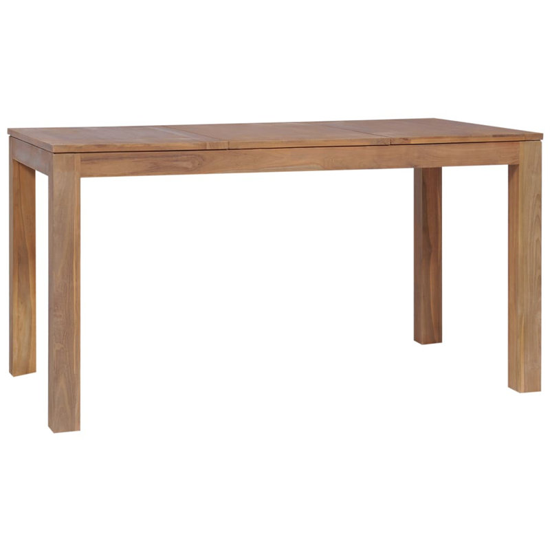 Table de salle à manger en bois de teck massif au fini naturel, L 27,6 po x L 70,9 po