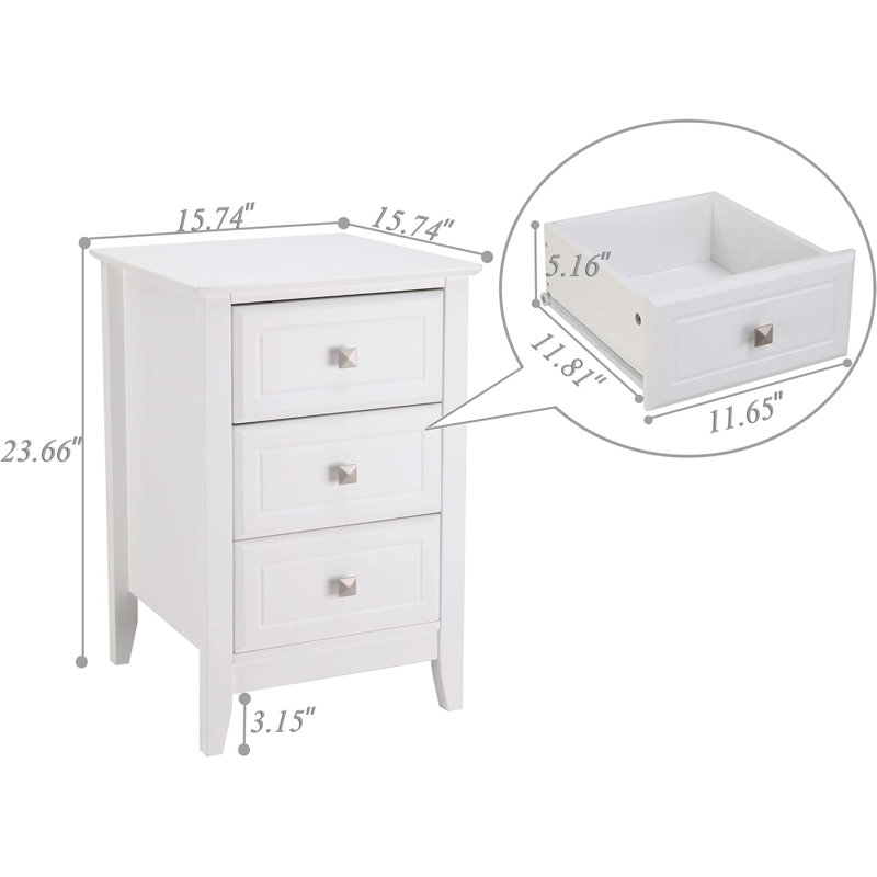 Andoro 40cm W Manufactured Wood Bedside Table