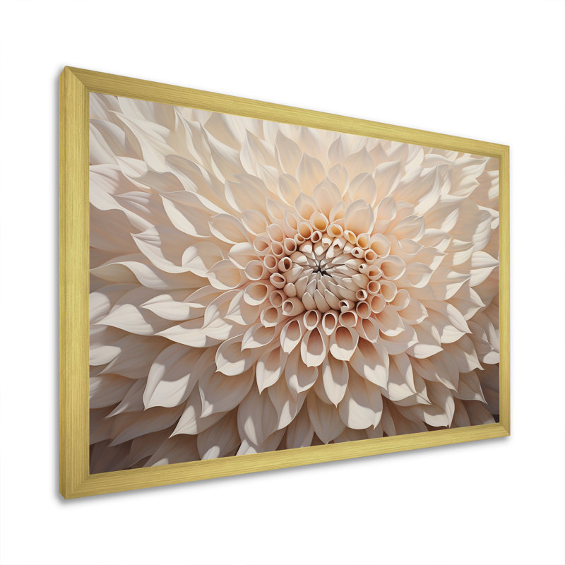 Minimalisme beige Dahlia II sur toile, H 34 po x l 44 po x P 1,5 po, Cadre doré simple