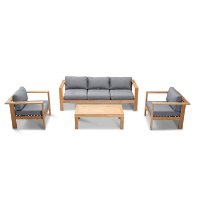 Ando 4 Piece Teak Sofa Seating Group with Sunbrella Cushions