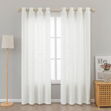 Kambi Slub Textured Linen Blended Semi-Sheer Grommet Curtain Pair