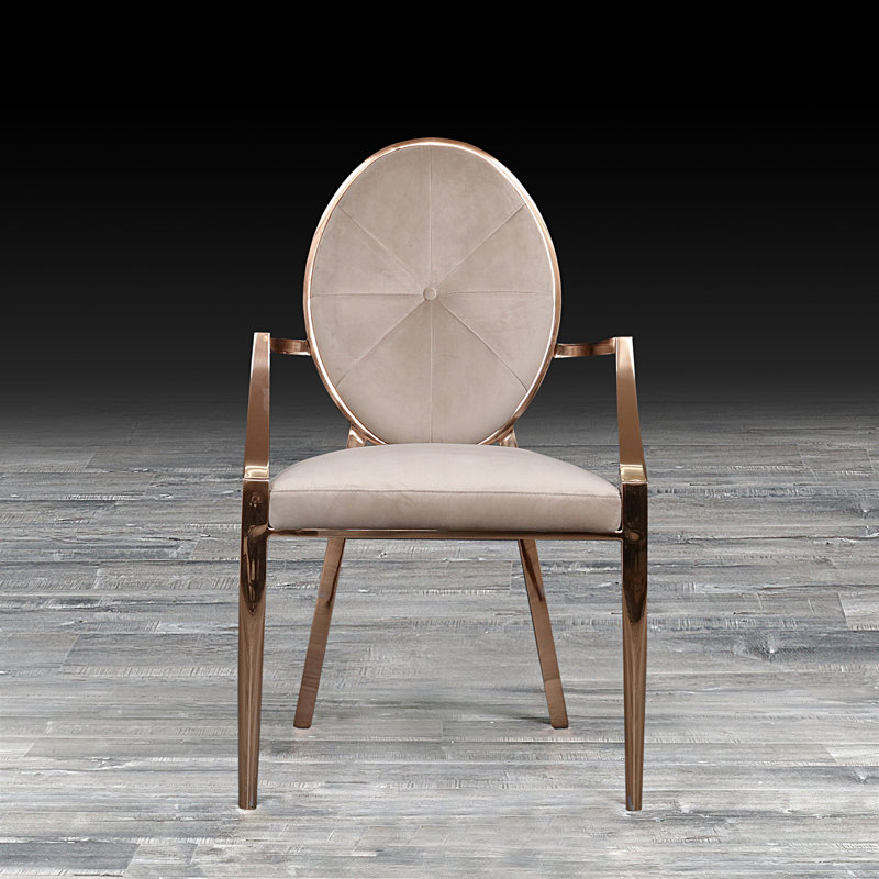 Teagan 18.5'' H Tufted Velvet Upholstered Armchair, Taupe, Gold