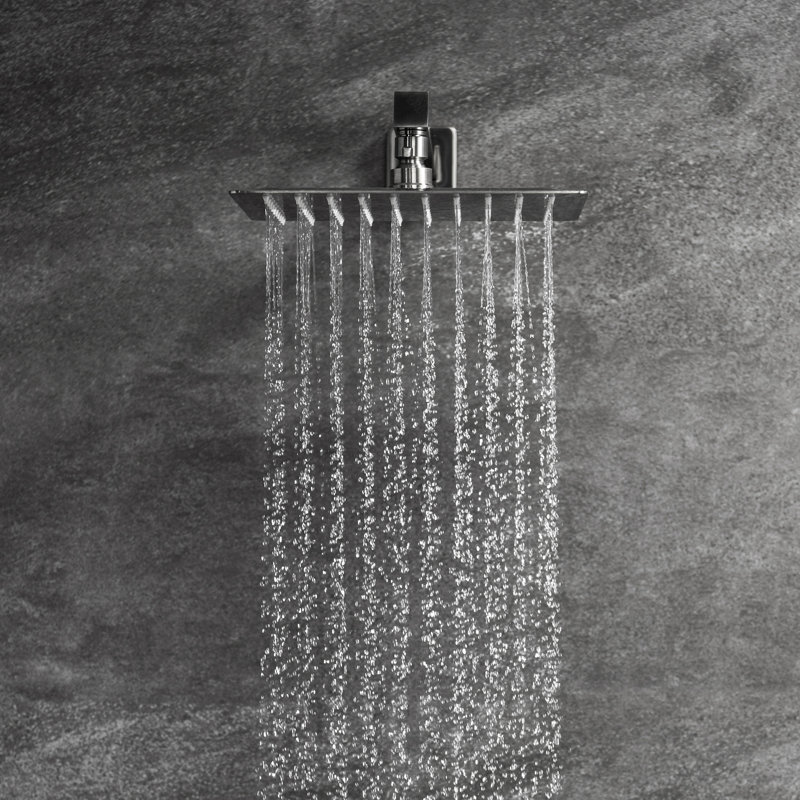 Système de douche carré à pluie avec pomme de douche 10 po, valve d'équilibre, 2 têtes, laiton massif, laiton, fixation murale