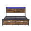 Base de lit plateforme en métal avec tête de lit en bois et pied de lit USB, station de charge, 2 tiroirs, rangement, lumières DEL, aucun sommier requis, assemblage facile-418839860