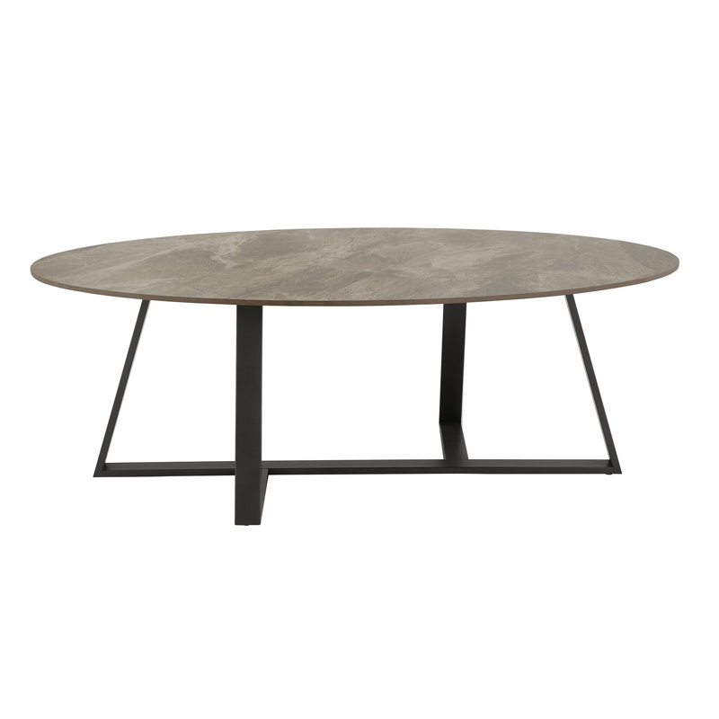 Kashlee Glossy Sintered Stone Coffee Table, Gray