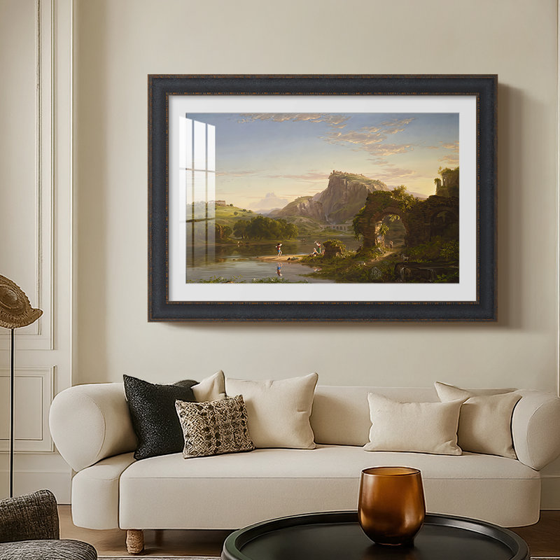 L'Allegro, 1845 - Thomas Cole - Toile encadrée sur mesure, Oui, 25X35, Perle texturée gris anthracite
