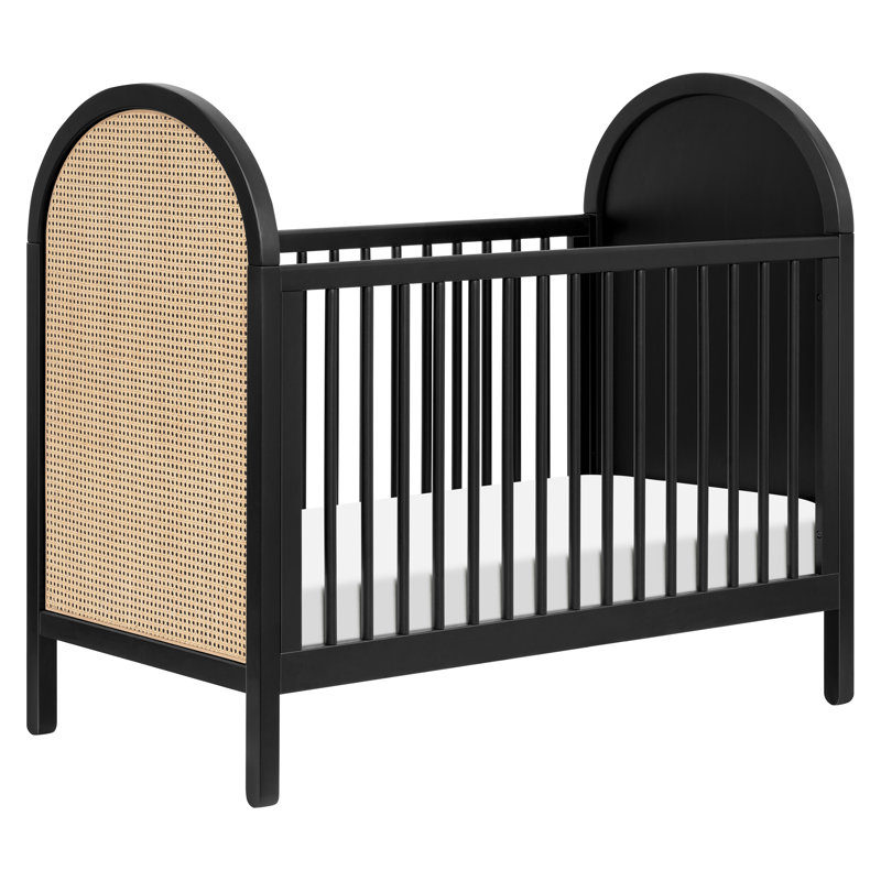 Bondi Cane 3-in-1 Convertible Crib with Toddler Bed Conversion Kit, Black/Natural