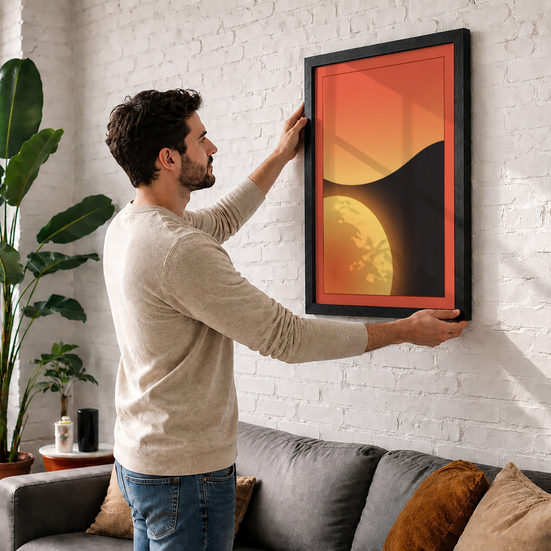 Glowing Sphere Minimalist - Print, A2 - 59.4 x 42.0 cm, Black