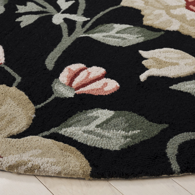 Jardin 275 Hand Tufted Indian Wool Pile Floral Rug, Round 6'