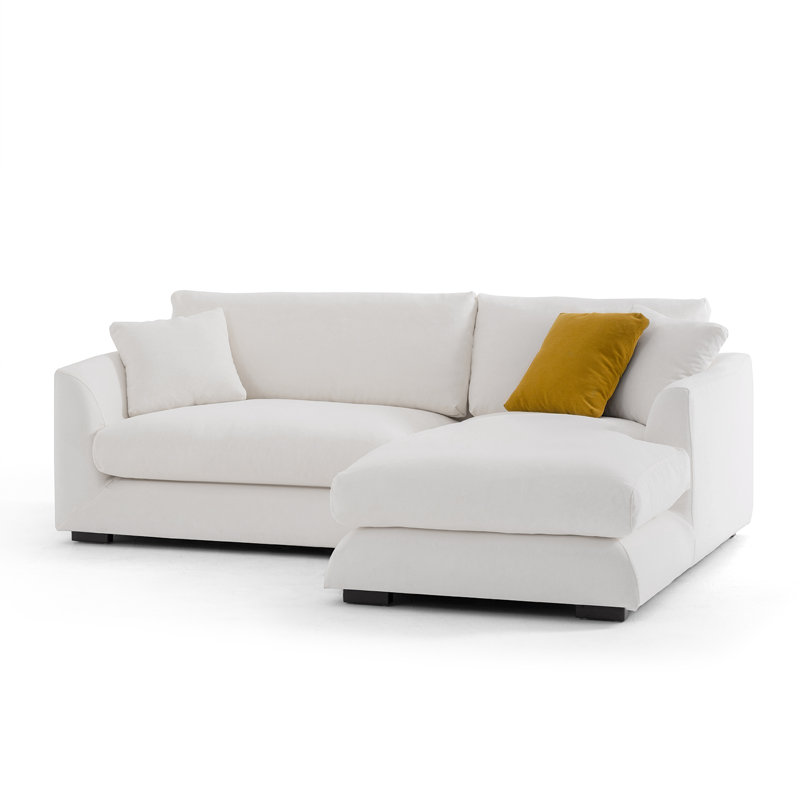 Canapé modulaire Dedi, Mélange de lin blanc, Accoudoir à droite (vu de face)