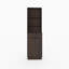 Armoire de rangement haute avec compartiment à ordures dissimulé, tiroir et tablettes ouverts-136360774