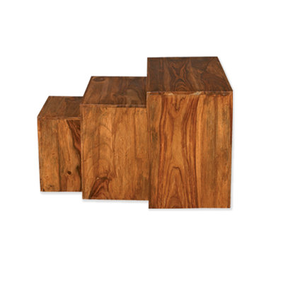 Zane Solid Wood Trestle Nesting Tables