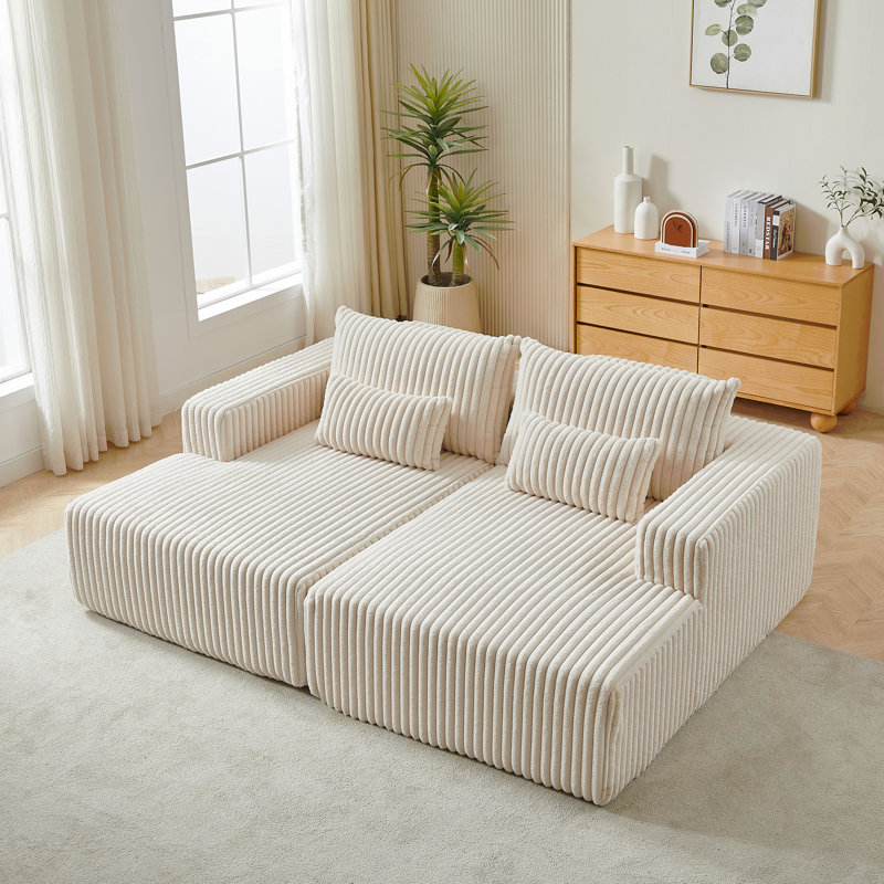 Méridienne modulaire surdimensionnée de 87 po, sans assemblage requis, causeuse en peluche avec canapé-lit inclinable, fauteuil-lit moderne moelleux pour la chambre à coucher du salon intérieur